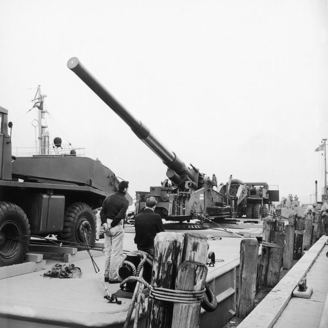 Two men looking at an M65 atomic cannon