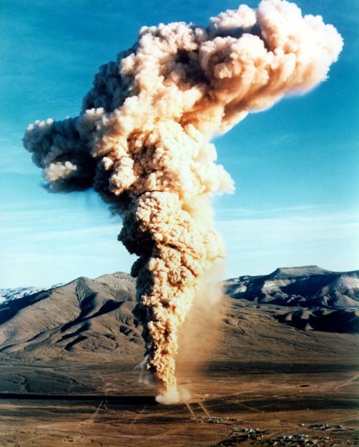 Cloud of smoke rising over the Nevada Test Site