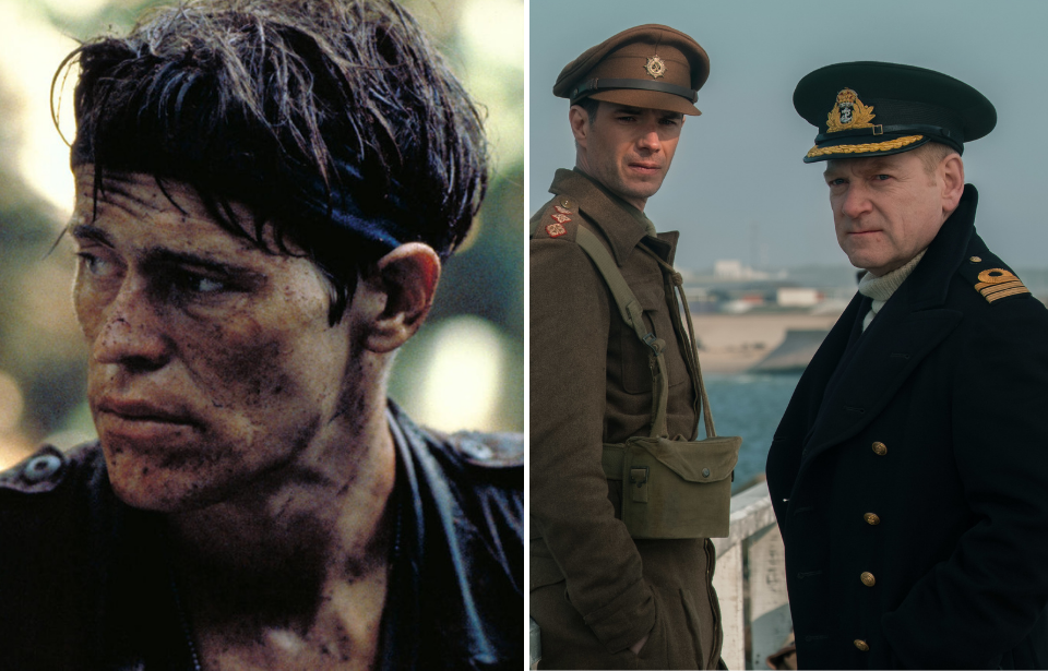 Willem Dafoe as Sgt. Elias in 'Platoon' + James D'Arcy and Kenneth Branagh as Col. Winnant and Cmdr. Bolton in 'Dunkirk'