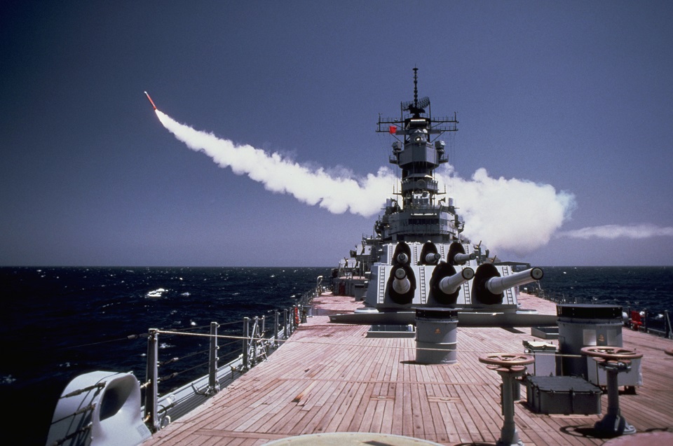 A BGM-109 Tomahawk long-range cruise missile is launched from the battleship USS Missouri (BB-63). (Photo by © CORBIS/Corbis via Getty Images)