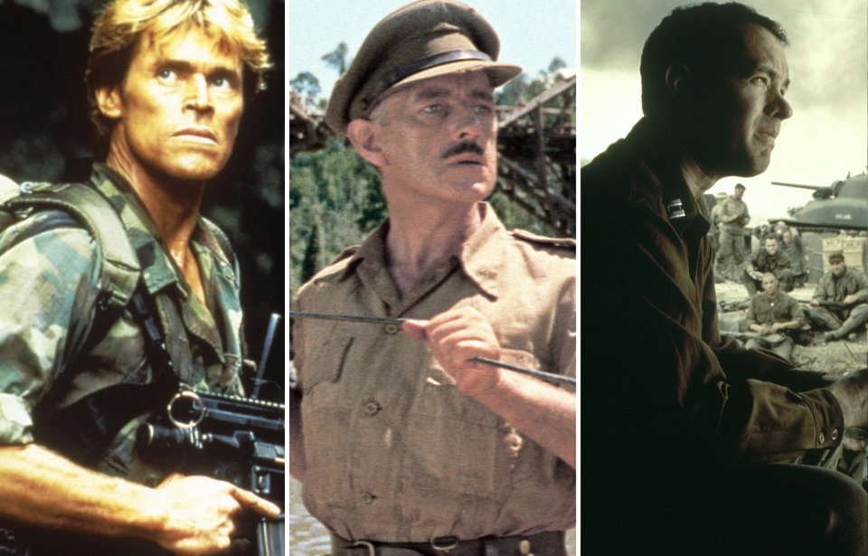 Willem Dafoe as Sgt. Elias in 'Platoon' + Alec Guinness as Col. Nicholson in 'The Bridge on the River Kwai' + Tom Hanks as Capt. John Miller in 'Saving Private Ryan'