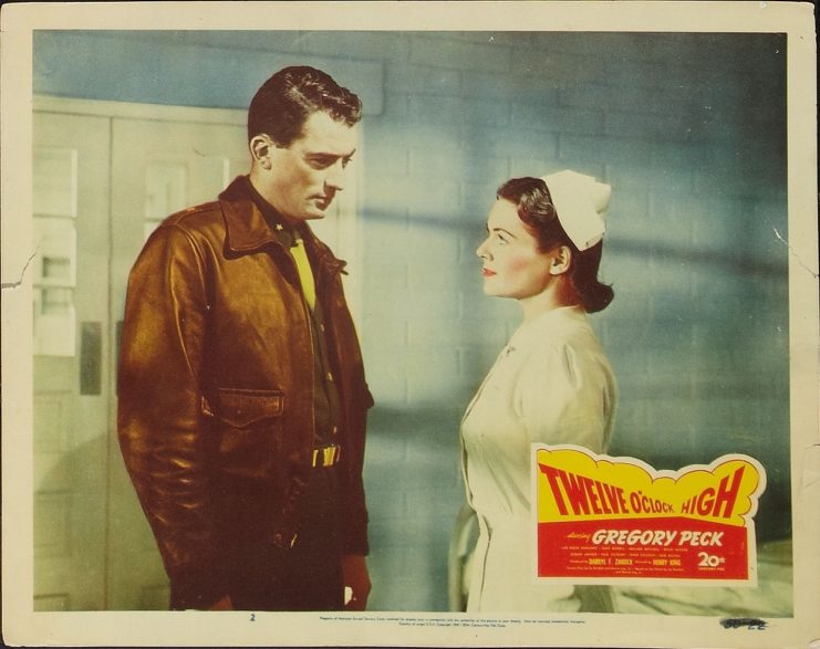 Gregory Peck and Joyce Mackenzie as Brig. Gen. Frank Savage and a nurse in 'Twelve O'Clock High' 