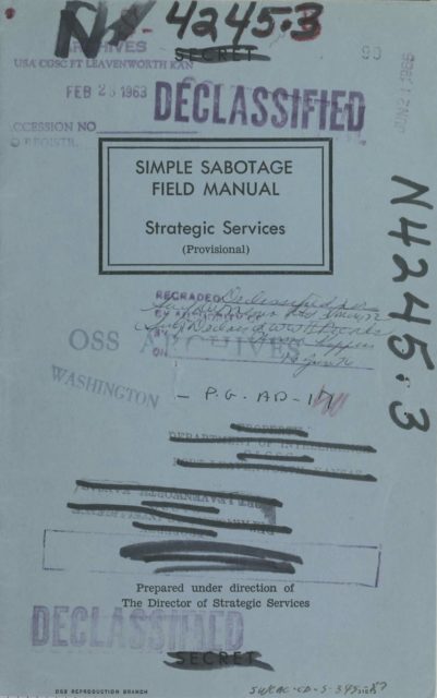 Cover of the Simple Sabotage Field Manual