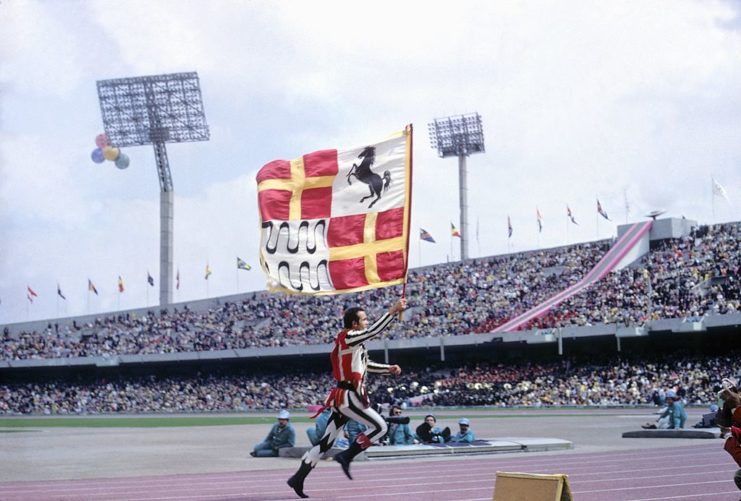 Performing running with a flag