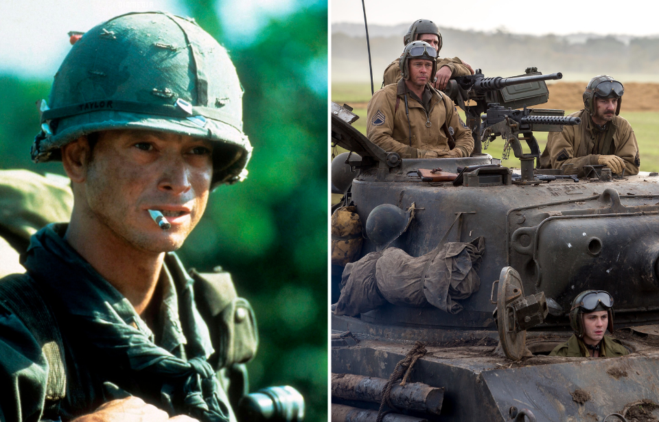 Gary Sinise as Lt. Dan Taylor in 'Forrest Gump' + Scene from 'Fury'