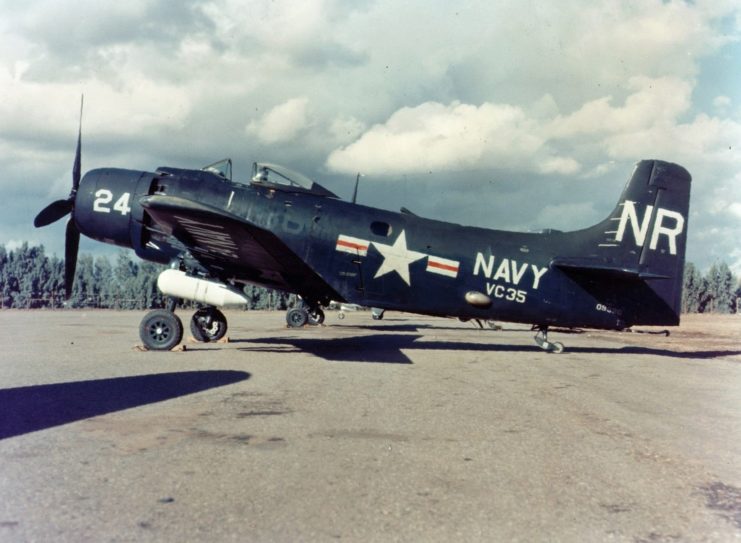 VC-35 AD-1Q Skyraider parked on the runway