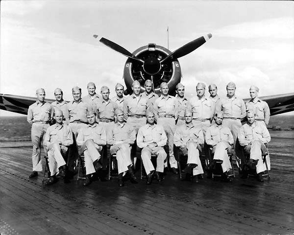 Members of US Navy Bombing Squadron Six sitting together