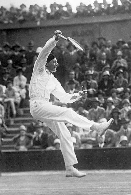 Jean Borotra playing in a tennis match