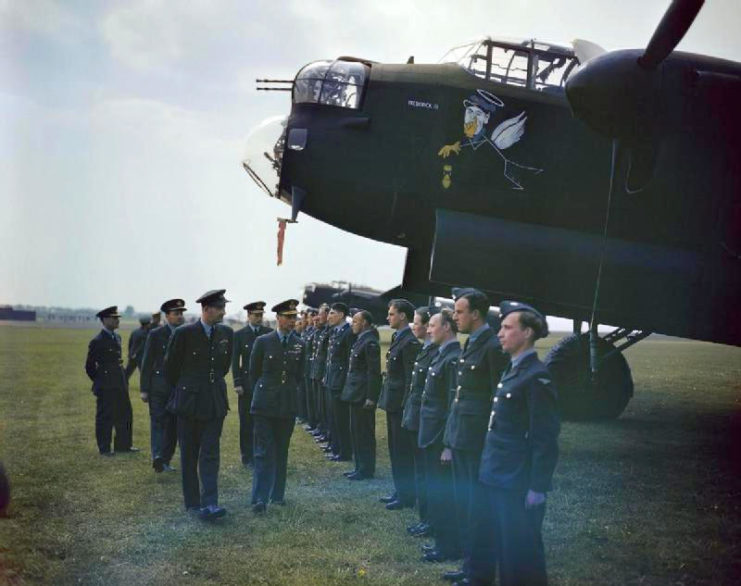 Members of No. 617 Squadron and King George VI