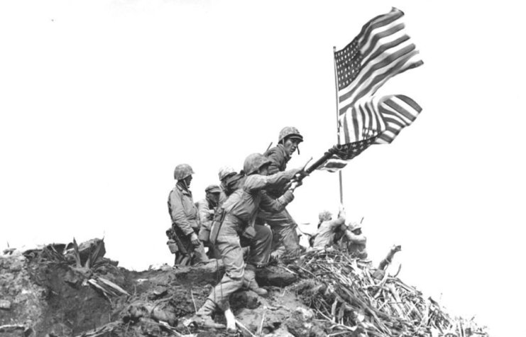 Marines raising the American flag