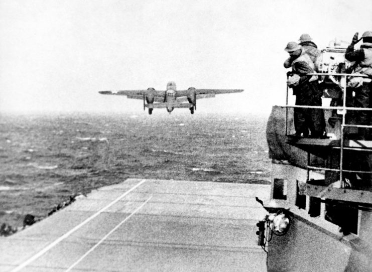 North American B-25B Mitchell taking off from the deck of the USS Hornet (CV-8)