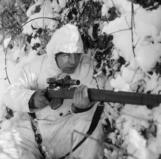 6th Airborne Division sniper hiding in the snow