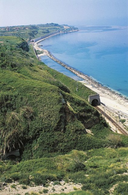 Overhead view of the Ortona coastline