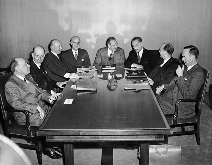 International leaders sitting around a table