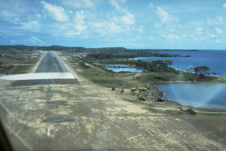 Aerial view of the runway at Point Salines Airport