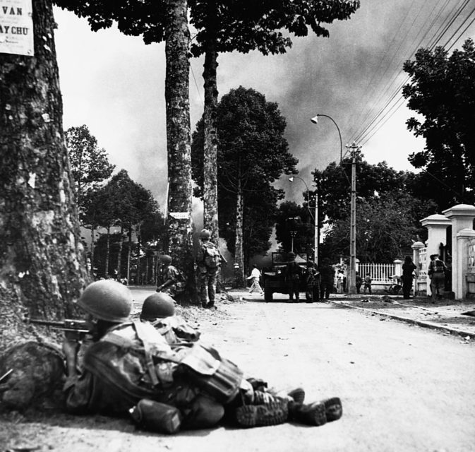 Vietnamese paratroops lying on the ground