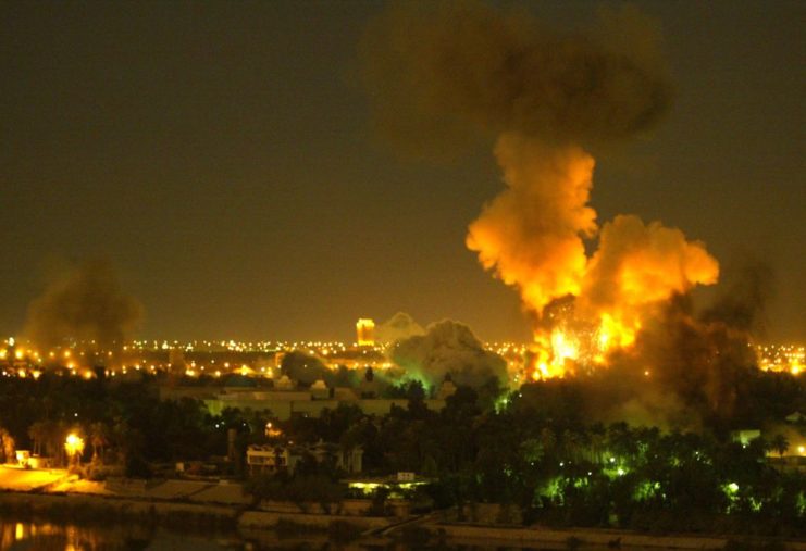 Air strike on Baghdad at night