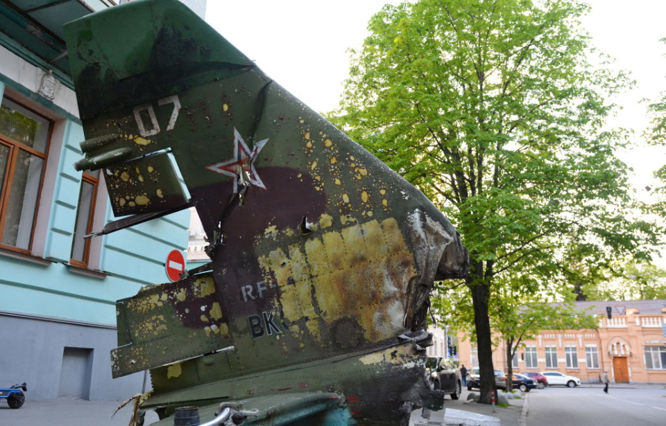 Tail section of a downed Russian Sukhoi Su-25