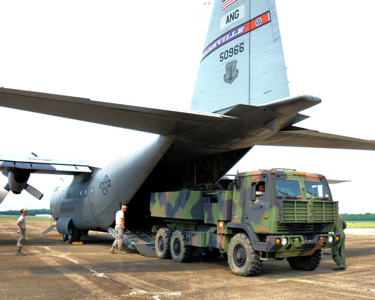 M142 HIMARS being loaded onto an aircraft