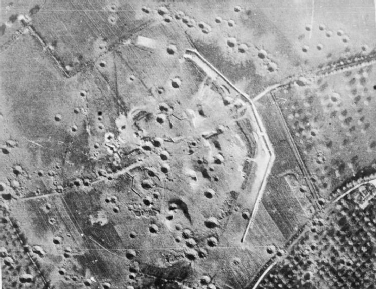 Aerial view of the Merville Gun Battery