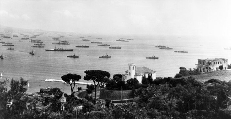 Allied ships off the coast of southern France