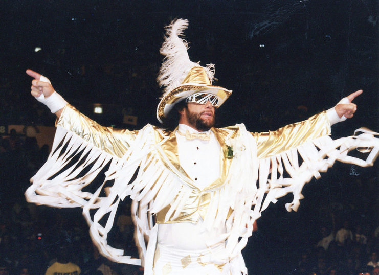 Randy Savage dressed in an elaborate costume