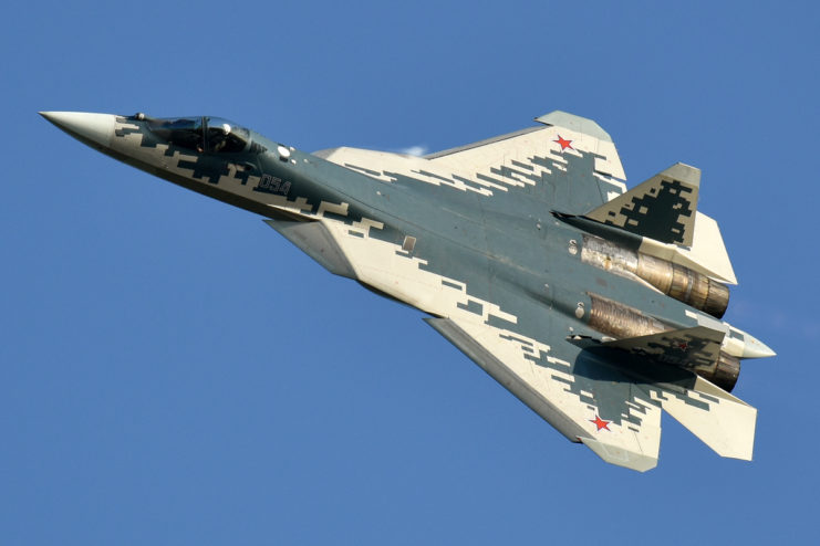 Sukoi Su-57 Felon in flight