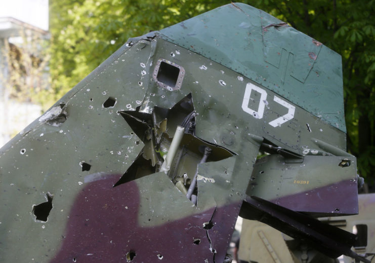 Tail section of a downed Russian Sukhoi Su-25