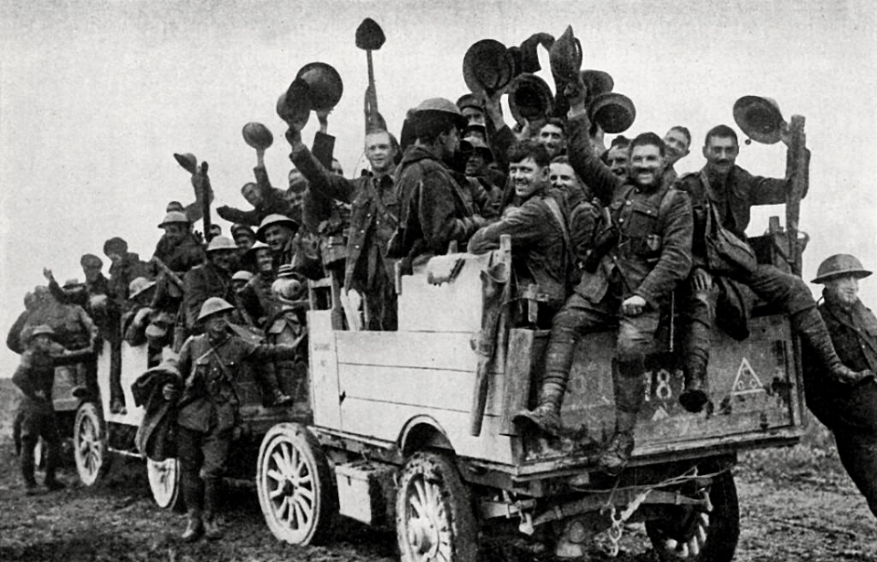 Shell-shocked soldier awaiting transportation away from the front