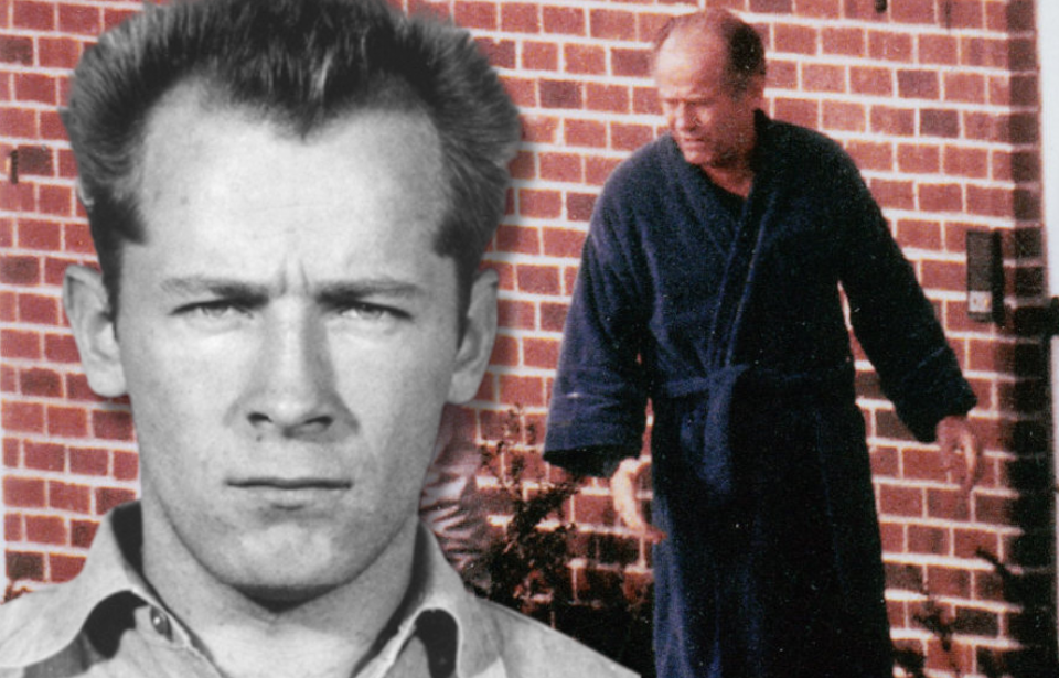 Whitey Bulger in a bathrobe + Whitey Bulger mugshot