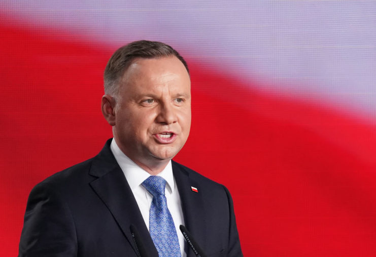 Close-up of Andrzej Duda speaking