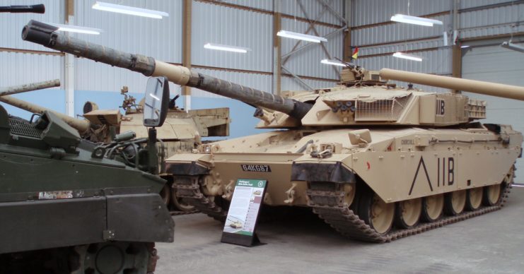 Challenger 1 parked alongside two other tanks
