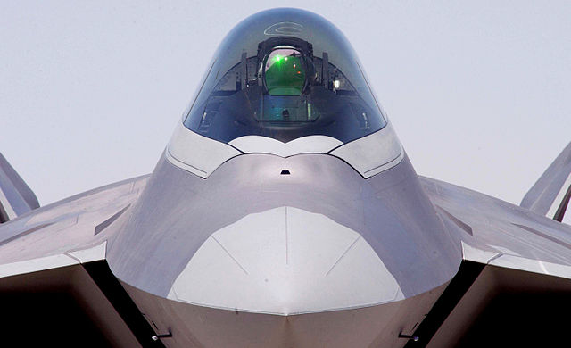 Front view of a Lockheed Martin F-22 Raptor