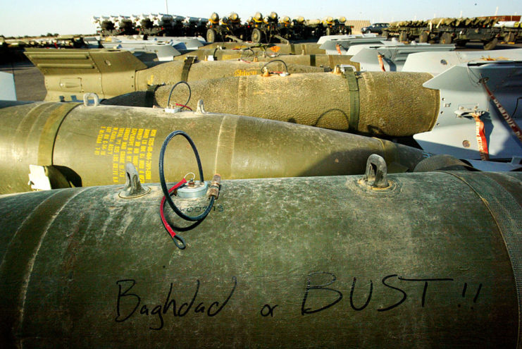 Rows of GBU-10 Paveway II laser-guided bombs