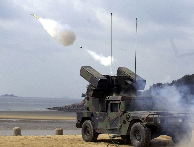 Stinger missiles being launched into the sky
