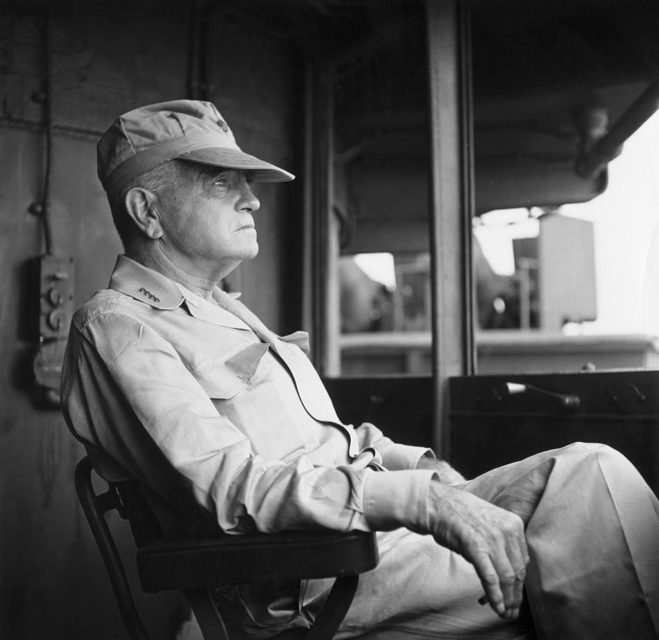 William Halsey Jr. sitting in a chair