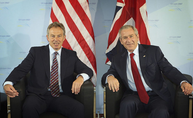 Tony Blair and George W. Bush sitting together
