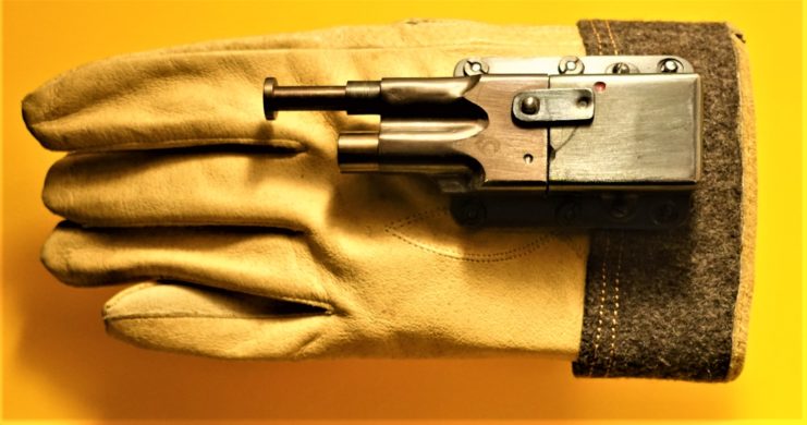 Sedgley OSS .38 glove pistol on display