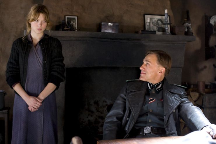 Léa Seydoux and Christoph Waltz as Charlotte LaPadite and Col. Hans Landa in 'Inglourious Basterds'