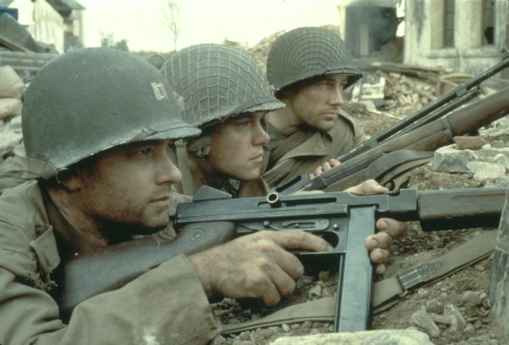 Tom Hanks as Capt. John Miller, Matt Damon as Pvt. James Ryan and Edward Burns as Pvt. Richard Reiben in 'Saving Private Ryan'