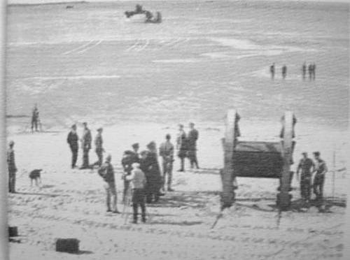 Military personnel standing around the Panjandrum in Westward Ho!