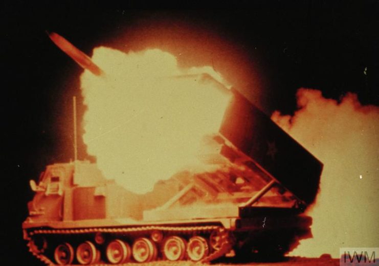 M270 MLRS firing a rocket