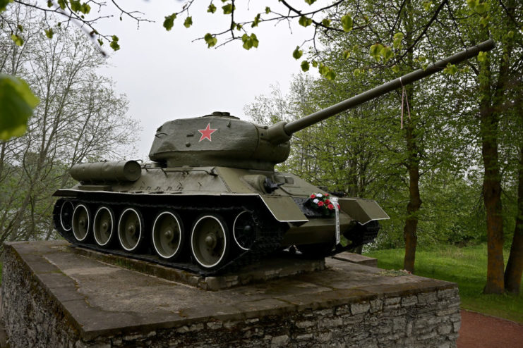 Estonia's T-34 replica surrounded by trees