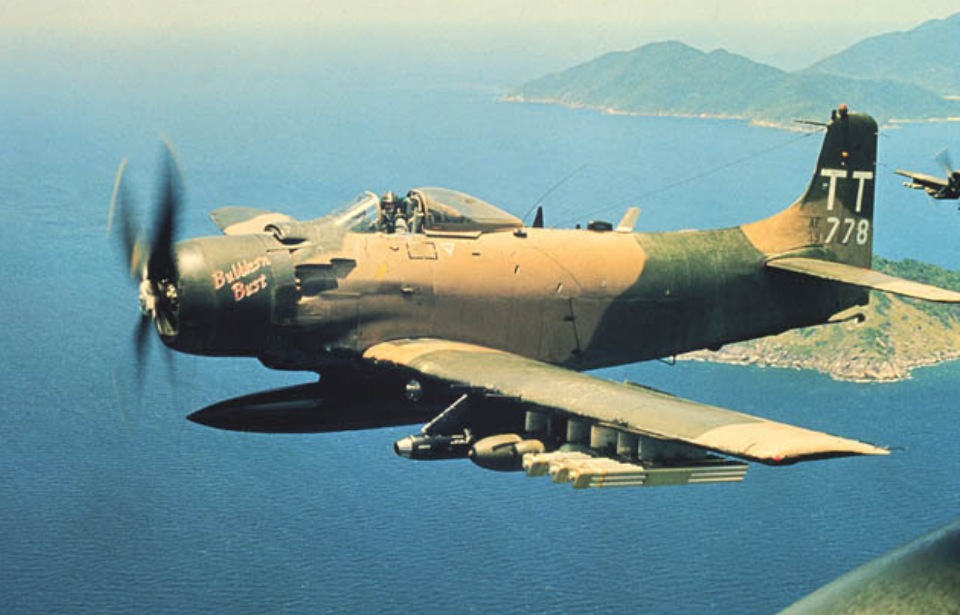 Douglas A-1H Skyraider of the 602nd Special Operations Squadron over Vietnam, June 1970.