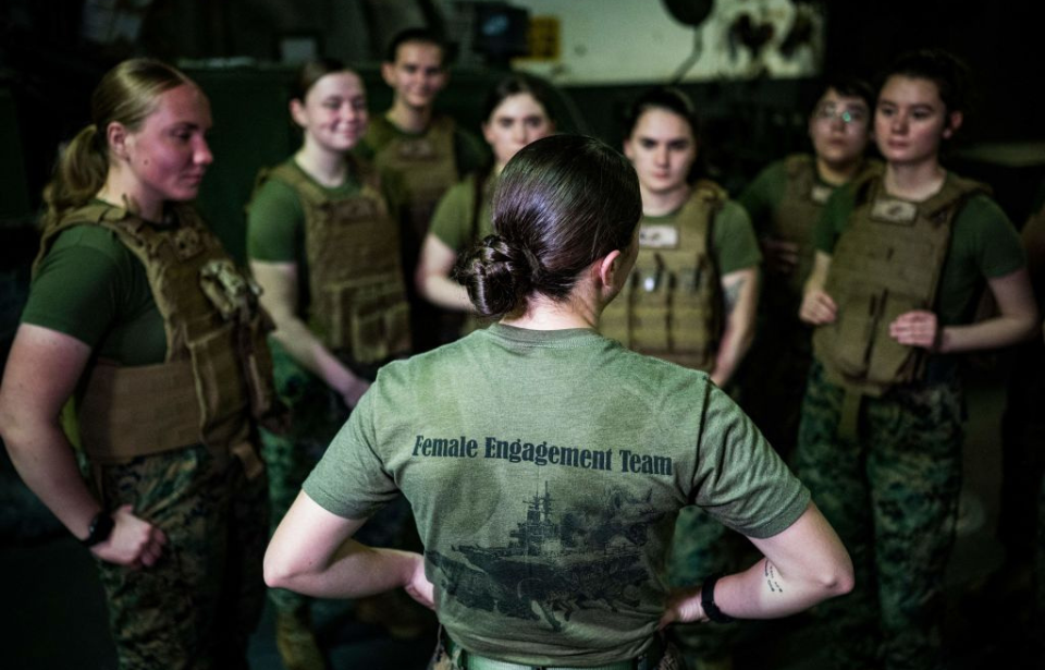 Group of women serving in the US Marine Corps' Female Engagement Teams