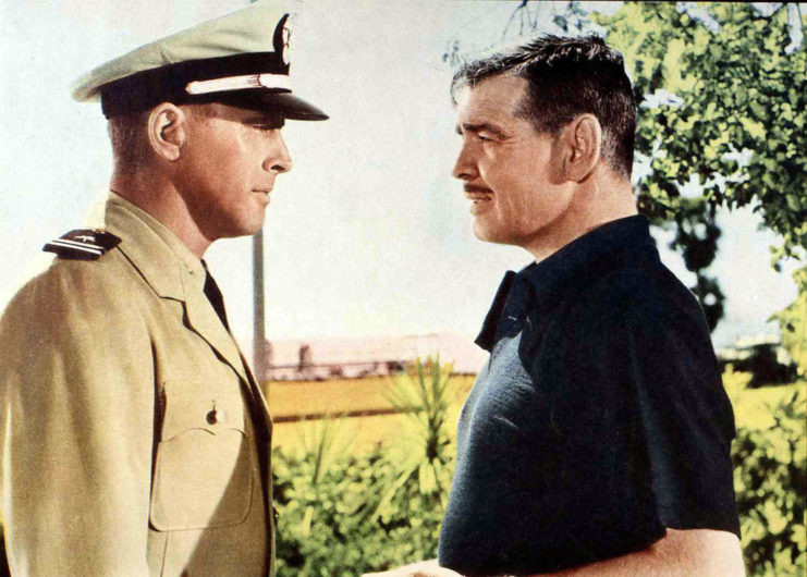 Burt Lancaster and Clark Gable as Jim Bledsoe and P.J. "Rich" Richardson in 'Run Silent, Run Deep'