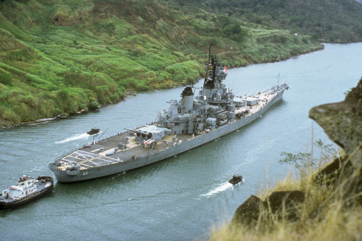 USS New Jersey (BB-62) sailing through the Panama Canal