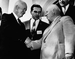Dwight D. Eisenhower and Nikita Khrushchev shaking hands