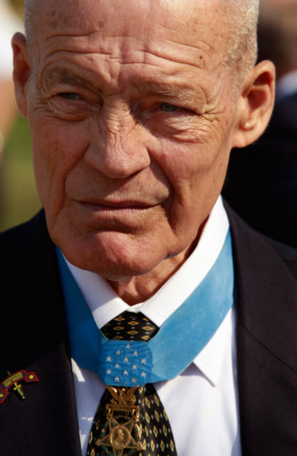 Robert Howard wearing his Medal of Honor