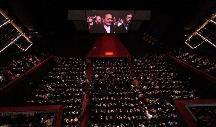 Johnny Depp on-screen at the Cannes Film Festival
